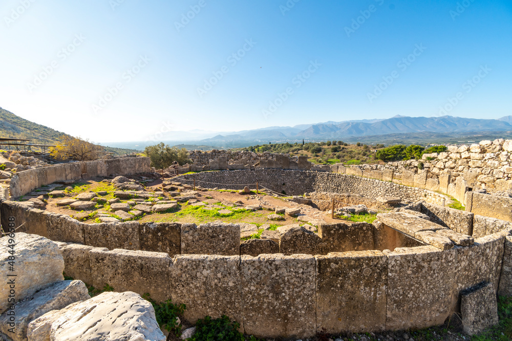 Grave Circle A at the archaeological site of ancient Mycenae, Greece.
