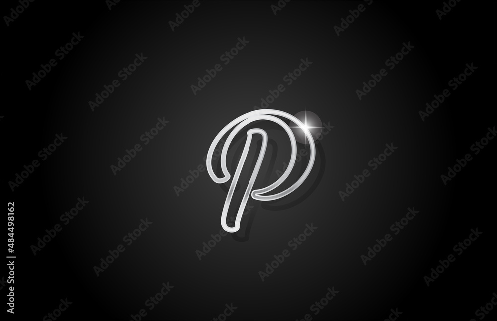 grey line P alphabet letter logo icon. Creative design for business and company grey line P alphabet letter logo icon. Creative design for business and company