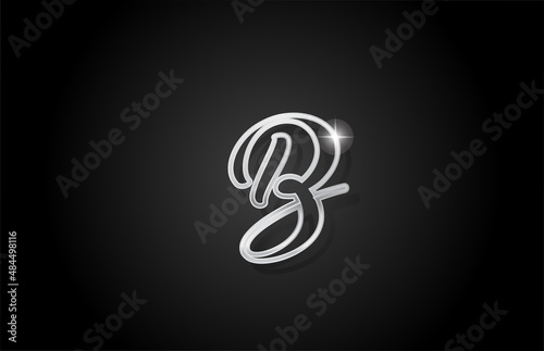 grey line B alphabet letter logo icon. Creative design for business and company