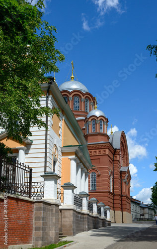 View towards Nicholas Cathedral of Intercession Khotkovo Monastery, Moscow Region. photo