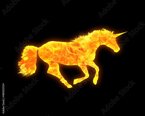 Unicorn horse fires Flames Icon Logo Symbol illustration