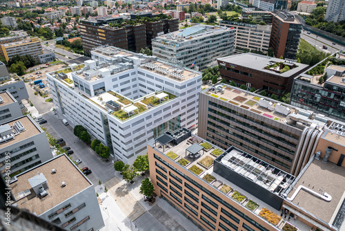 Photography Modern ecological green roofs on office buildings in Prague.