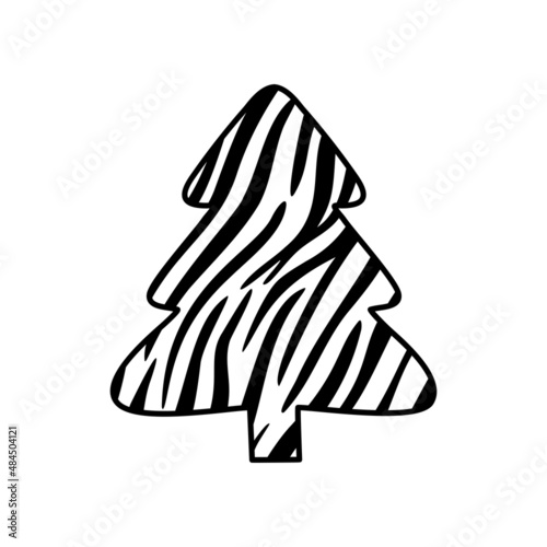 Christmas trees with tiger print. Collection of Christmas tree with tiger pattern. Colorful illustration of New Year design for banner, postcard, greeting card. Vector illustration.