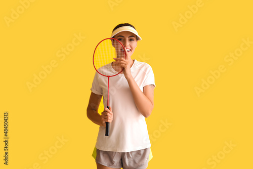 Happy female badminton play...