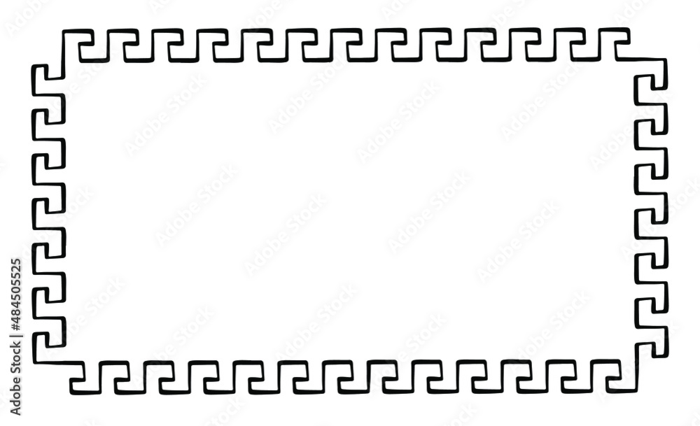 vector rectangle frame with seamless meander pattern. Greek key decorative border, constructed from continuous lines, shaped into a repeated motif. vector rectangle frame with seamless meander pattern. Greek key decorative border, constructed from continuous lines, shaped into a repeated motif.