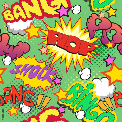 Comic book explosion, boom 
 seamless pattern, vector illustration 