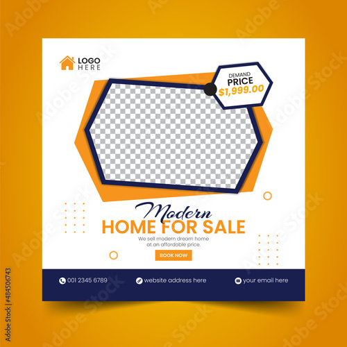 Real Estate House property Social Media Post Squire Banner Flyer Vector Template Design (ID: 484506743)