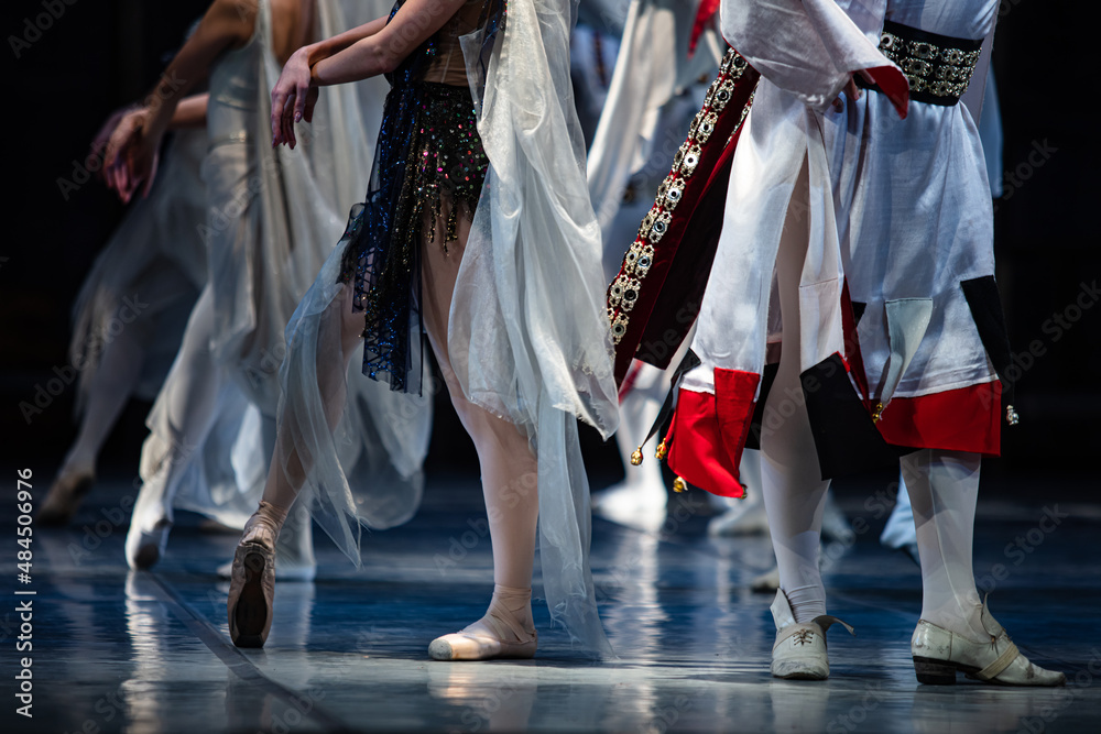 La Esmeralda ballet. Closeup of dancing legs. La Esmeralda ballet. Closeup of dancing legs.
