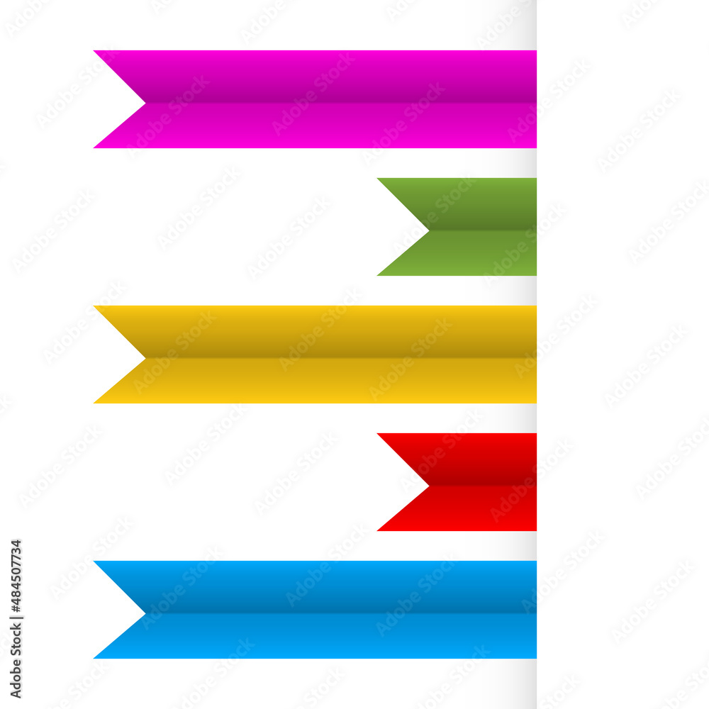 Set of colorful flat ribbons isolated on white background. Ribbon banner vector illustration. Watercolor lace Set of colorful flat ribbons isolated on white background. Ribbon banner vector illustration. Watercolor lace