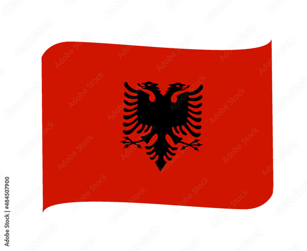 Albania Flag National Europe Emblem Ribbon Icon Vector Illustration Abstract Design Element Albania Flag National Europe Emblem Ribbon Icon Vector Illustration Abstract Design Element