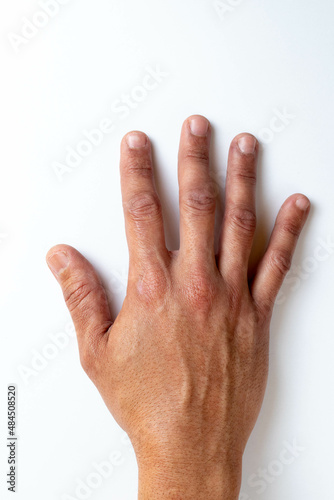 Canvastavla Toes, hands and nails. Male human body parts 20 to 30 years old