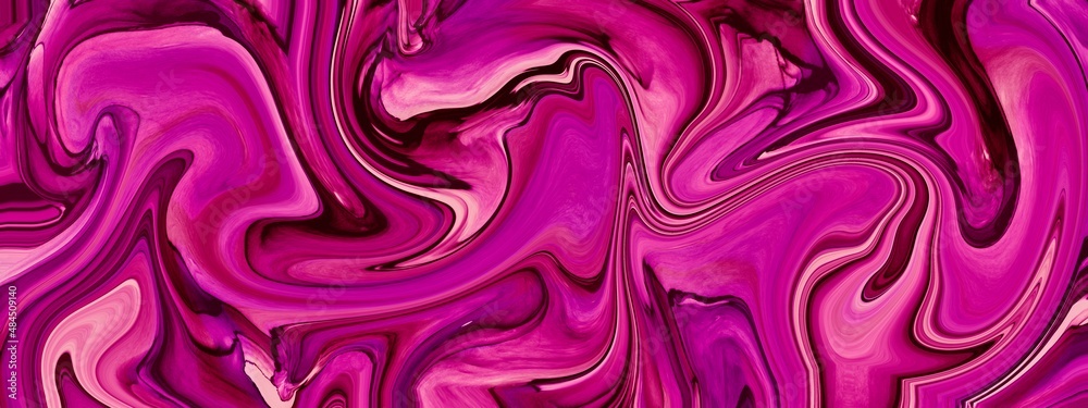 Fototapeta premium Pink alcohol ink background with marble texture, abstract space theme, red design elements, purple accent, modern fluid art texture, hand drawn painting wallpaper