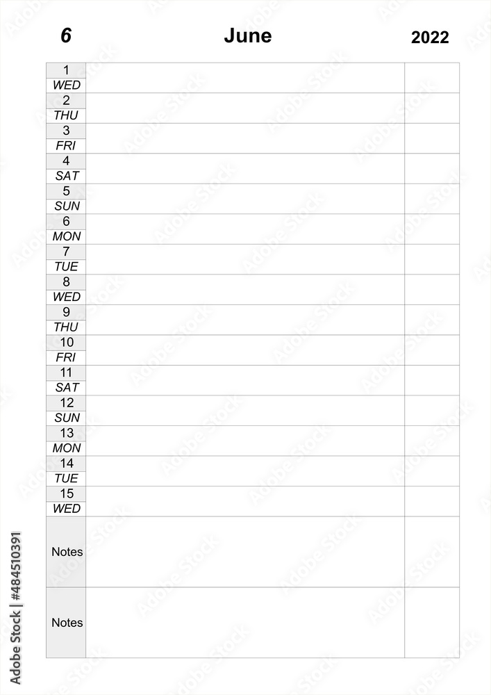 Planner for june 2022. work organizer. monthly planner Planner for june 2022. work organizer. monthly planner