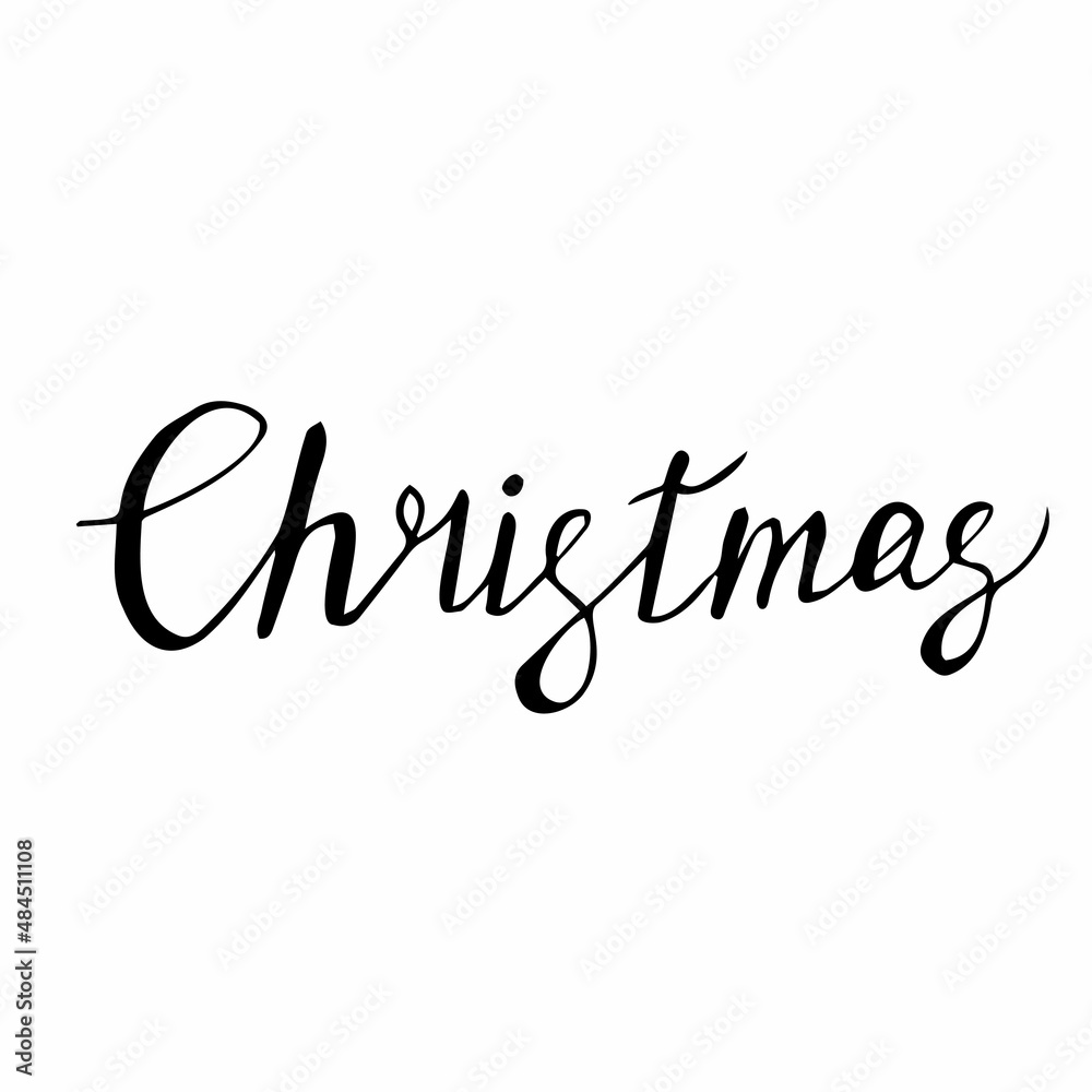 Vector Merry Christmas lettering. Hand drawn christmas text