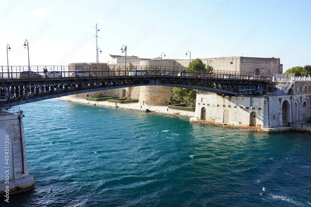 The swing bridge of Taranto that separates the new city from the old village
