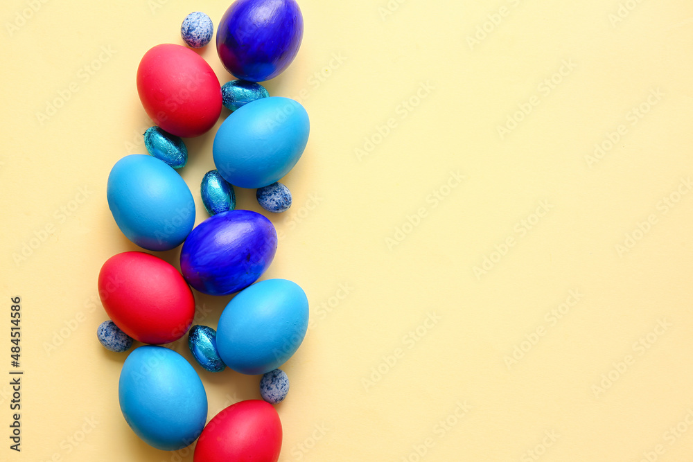 Different painted Easter eggs on light background Different painted Easter eggs on light background