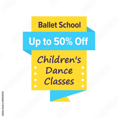 Ballet school label, children dance class sticker