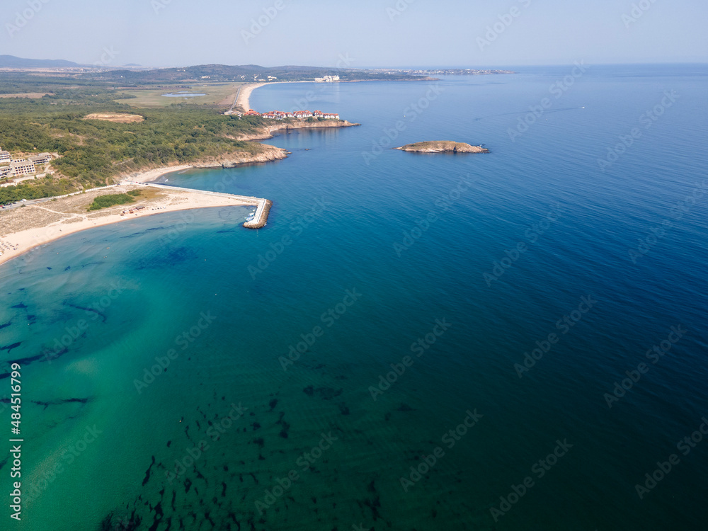 Fototapeta premium Aerial view of Snake Island at Arkutino region, Bulgaria