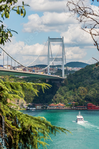 Photography Bosphorus Bridge supporting the usual traffic between Europe and Asia
