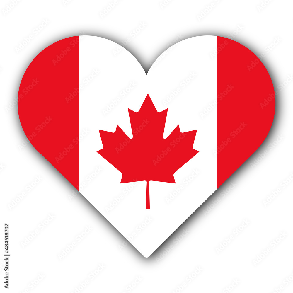 I Love Canada Concept - Heart Flag - White Background - 3D Illustration I Love Canada Concept - Heart Flag - White Background - 3D Illustration