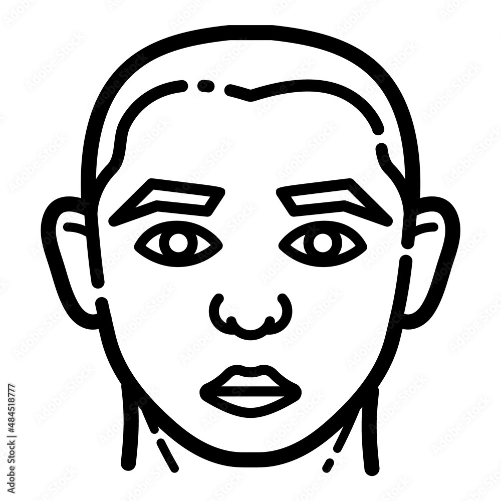 Man Face Flat Icon Isolated On White Background Man Face Flat Icon Isolated On White Background