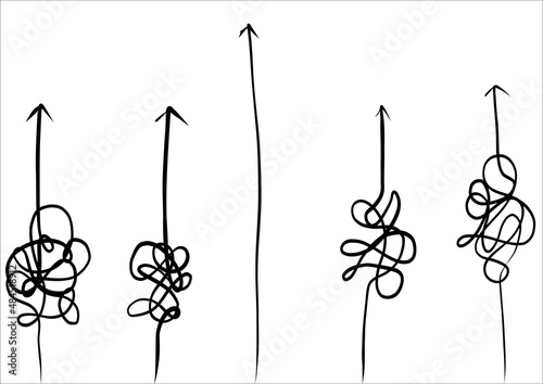 Abstract and easy simple line from start to end vector illustration set.Continuous one line drawing.