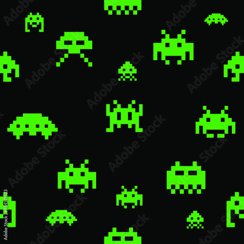 seamless pattern with vintage game icons
