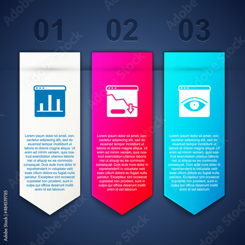 Set Graph chart infographic, Financial growth decrease and Browser incognito window. Business infographic template. Vector
