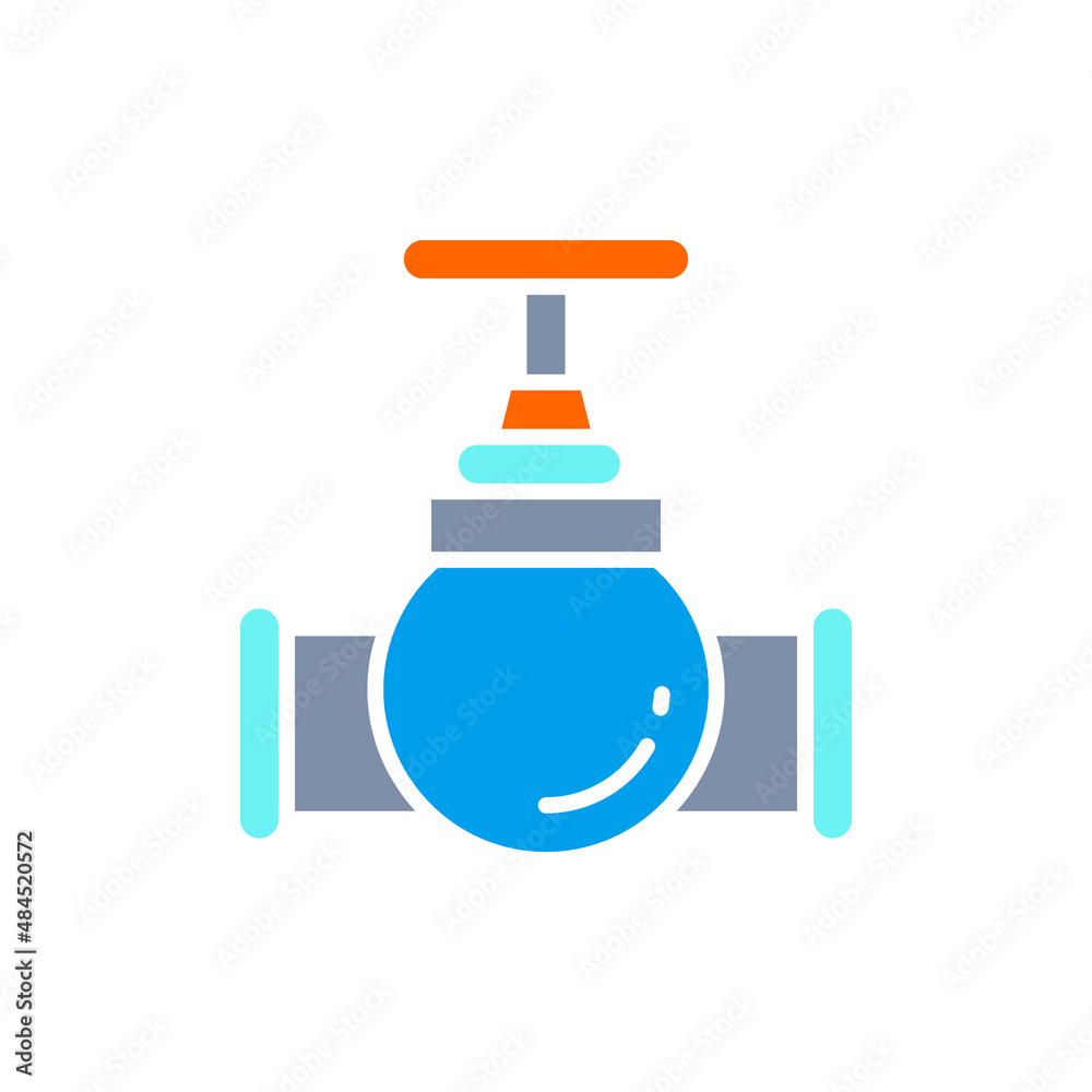 Vector valve, tap, pipe connector white line icon. Vector valve, tap, pipe connector white line icon.