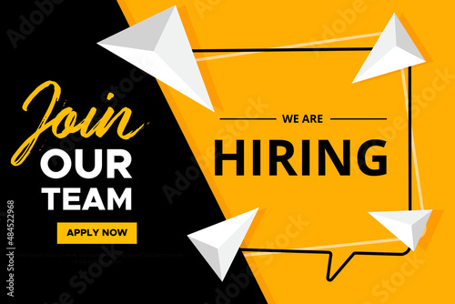 Join Our team banner design. Creative Work poster. Vacancy background. Recruitment announcement for social media