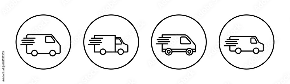 Delivery truck icons set. Delivery truck sign and symbol. Shipping fast delivery icon Delivery truck icons set. Delivery truck sign and symbol. Shipping fast delivery icon