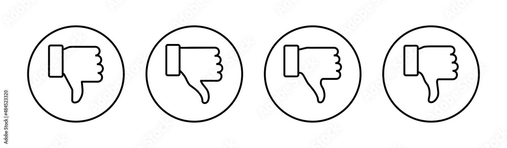 Dislike icons set. dislike sign and symbol. Hand with thumb down Dislike icons set. dislike sign and symbol. Hand with thumb down