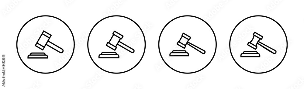 Gavel icons set. judge gavel sign and symbol. law icon. auction hammer Gavel icons set. judge gavel sign and symbol. law icon. auction hammer
