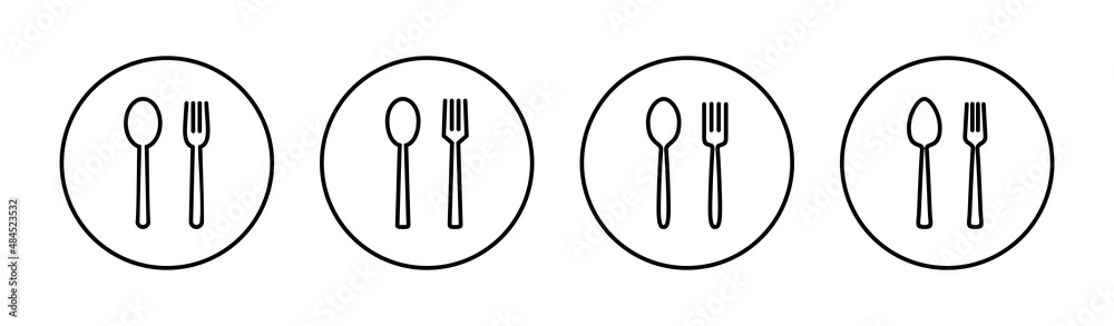 spoon and fork icons set. spoon, fork and knife icon vector. restaurant sign and symbol spoon and fork icons set. spoon, fork and knife icon vector. restaurant sign and symbol