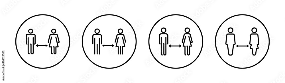 Social distancings set. social distance sign and symbol. self quarantine sign Social distancings set. social distance sign and symbol. self quarantine sign