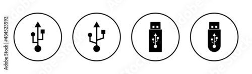 Usb icons set. Flash disk sign and symbol. flash drive sign.