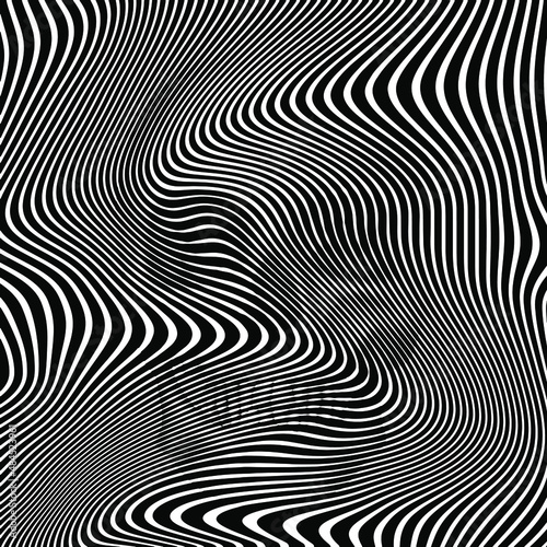 Wavy distorted line texture halftone black and white vector illustration of skull head from 3D rendering. 