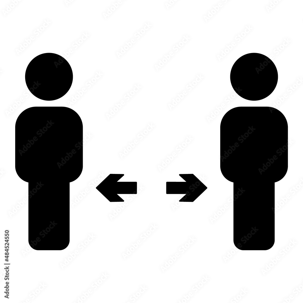Social Distance Flat Icon Isolated On White Background Social Distance Flat Icon Isolated On White Background