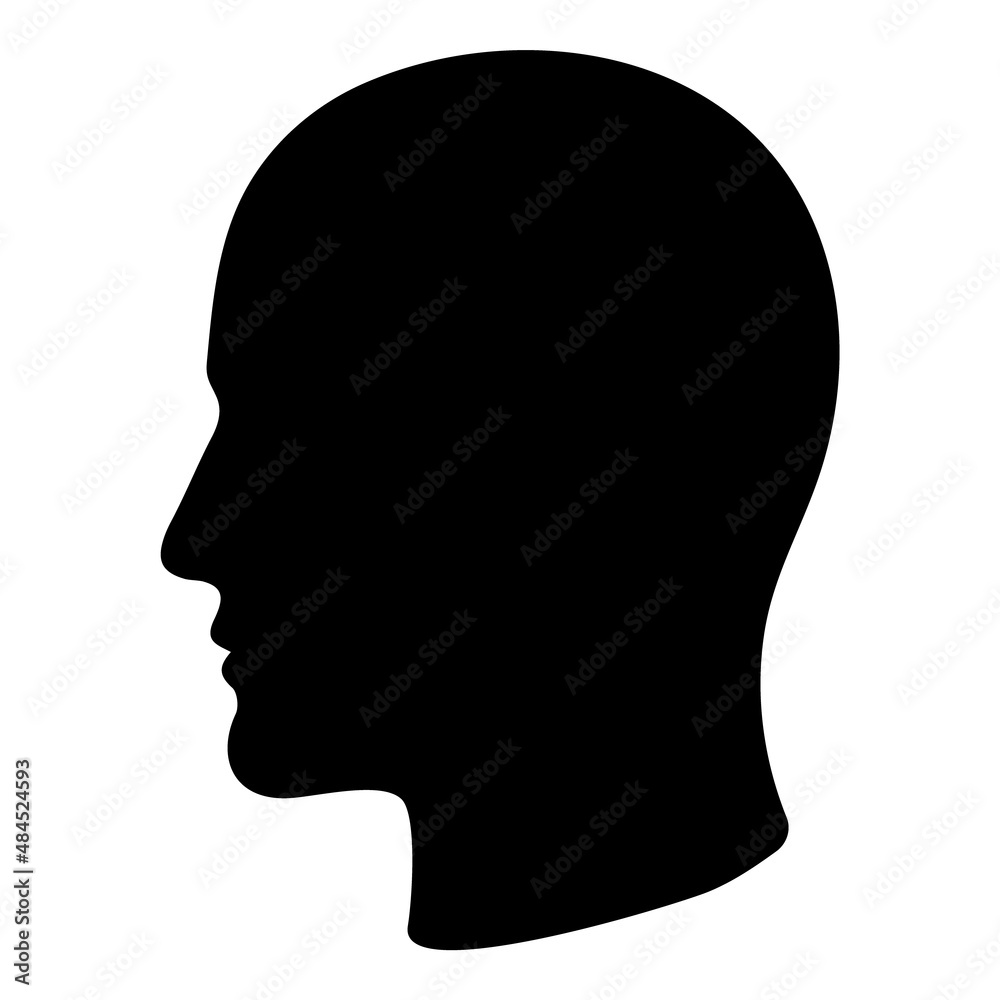 Man Head Silhouette Flat Icon Isolated On White Background