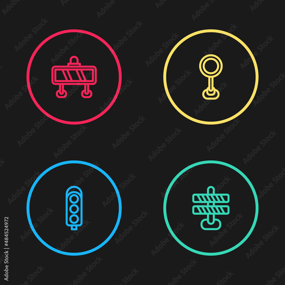 Set line Traffic light, Road barrier, traffic sign and icon. Vector Set line Traffic light, Road barrier, traffic sign and icon. Vector