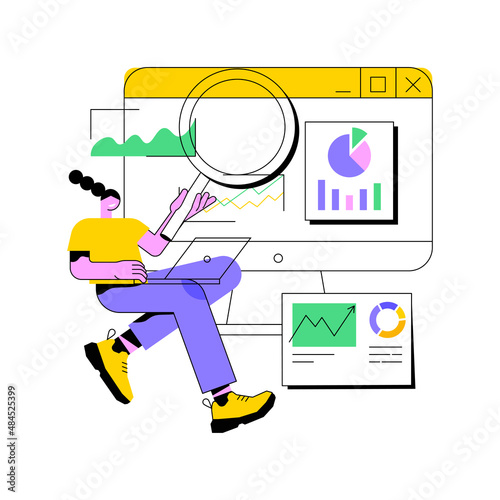 Digital auditing abstract concept vector illustration. Digital accountancy service, business auditing online, internet marketing audit, company website, UI element, menu design abstract metaphor.