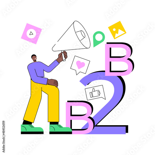 B2B marketing abstract concept vector illustration. Business to business, digital campaign, company website, strategy development, B2B lead generation, marketing, UI menu bar abstract metaphor.