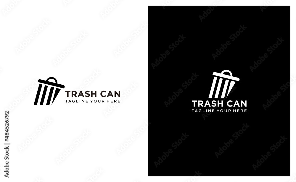 trash bin vector icon, trash, trash can icon on a black and white background.