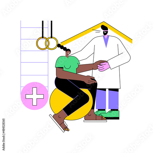 Rehabilitation hospital abstract concept vector illustration. Rehab hospital, rehabilitation center, stabilization of medical conditions, mental health care, medical facility abstract metaphor.