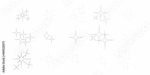 Set of Stars Black outline on white background vector eps 10