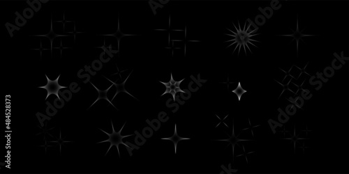Set of stars and sparkles on black background Vector eps 10 