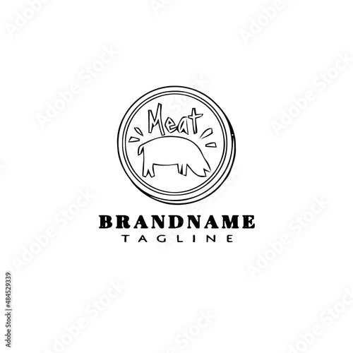 meat logo cartoon icon design template black isolated vector
