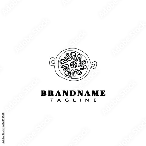 paella spanish food logo icon design template vector illustration