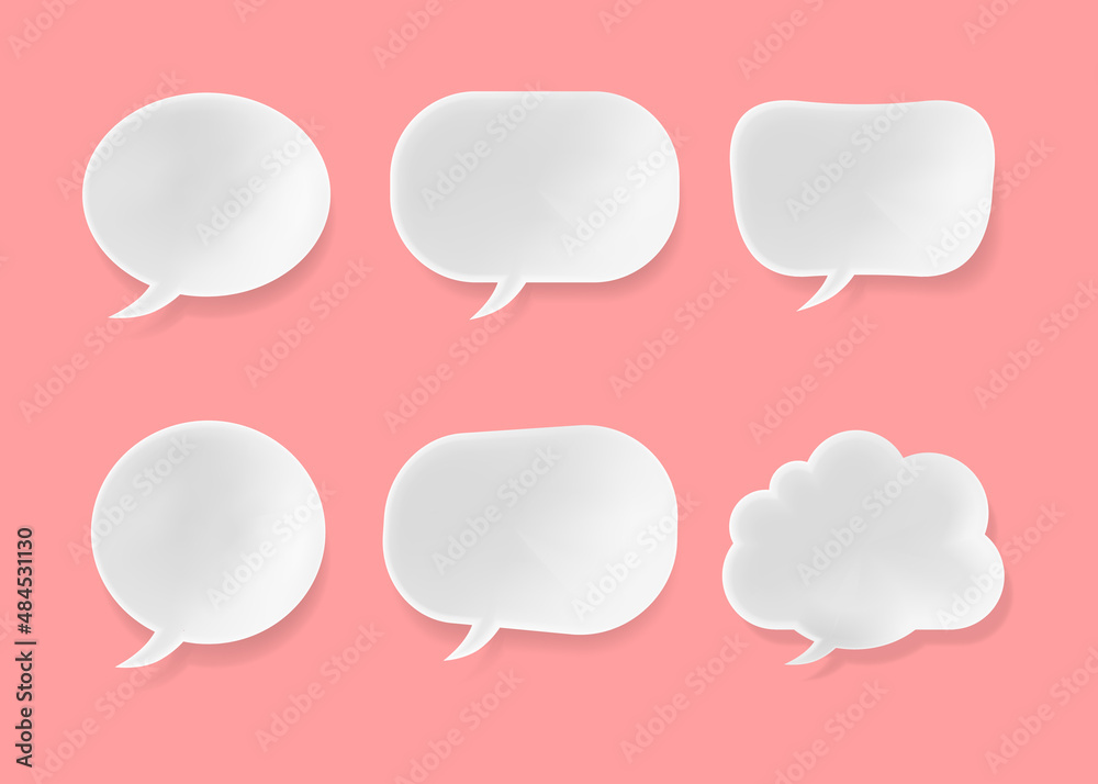 White paper style speech bubbles collection. Blank empty vector white speech bubbles. Cartoon style. Vector illustration White paper style speech bubbles collection. Blank empty vector white speech bubbles. Cartoon style. Vector illustration