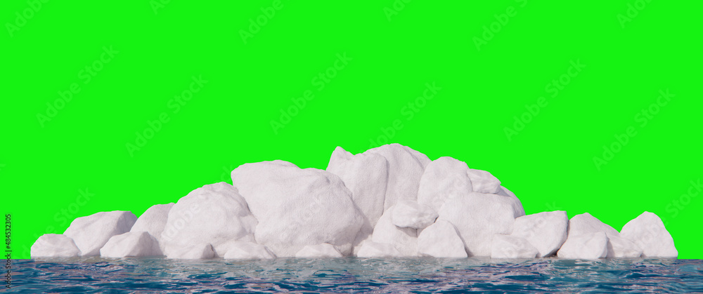 Obraz premium Snow cliff stone with water scene 3d rendering